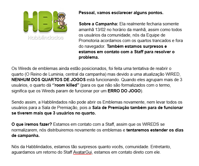 🔴 NOTA DE ESCLARECIMENTO SOBRE OS JOGOS E O FECHAMENTO DA CAMPANHA: