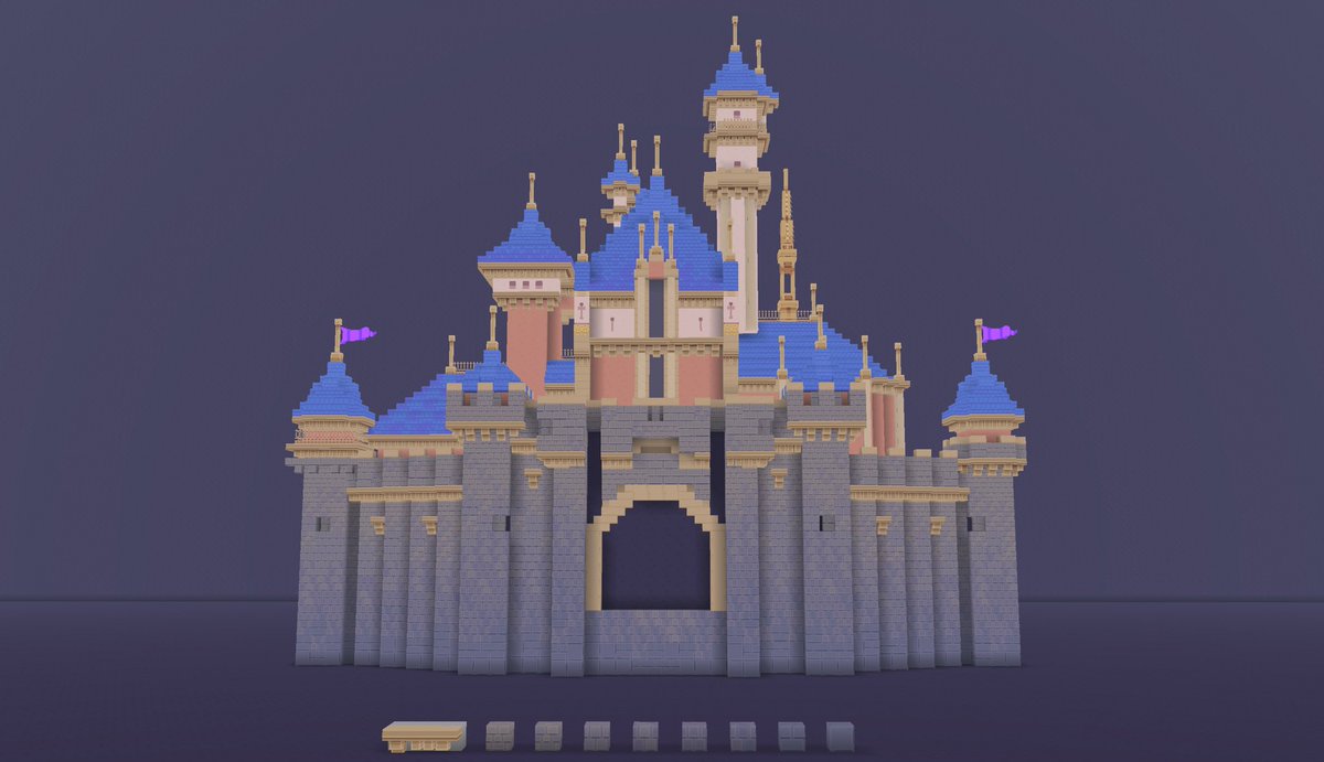 WIP of sleeping beauty castle 🏰 Using both new and old assets, far from finished (needs models for little details throughout, areas unfinished)
#Blockbench #Minecraft #Disneyland