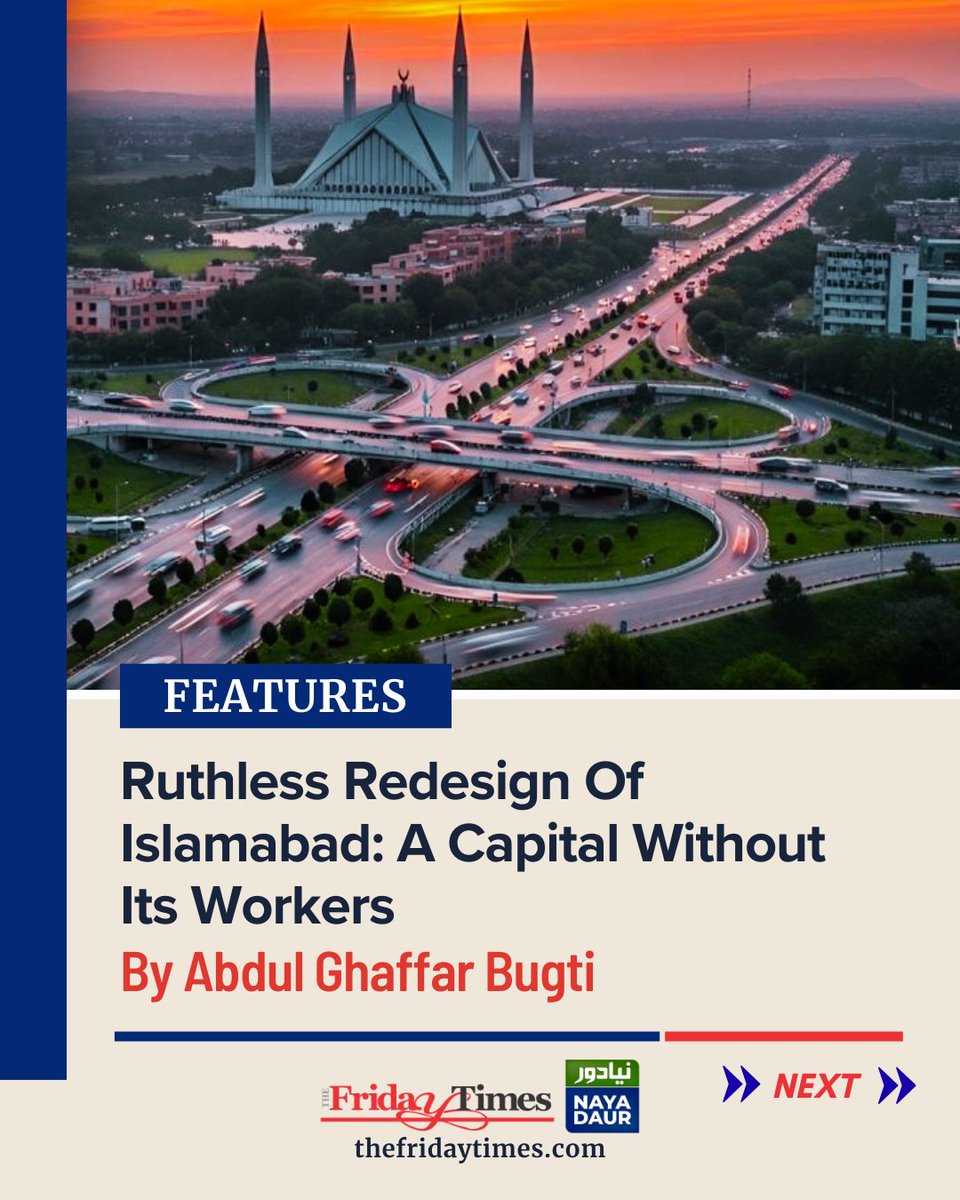 TFT_'s tweet image. Bulldozers shape a capital for elites, while the working class faces eviction, erasure, and exclusion in the name of progress.
By Abdul Ghaffar Bugti
@GhaffarBug46815

Read more: thefridaytimes.com/12-Feb-2026/ru…

#Islamabad #HousingCrisis #Politics #UrbanJustice #CDA #KatchiAbadi