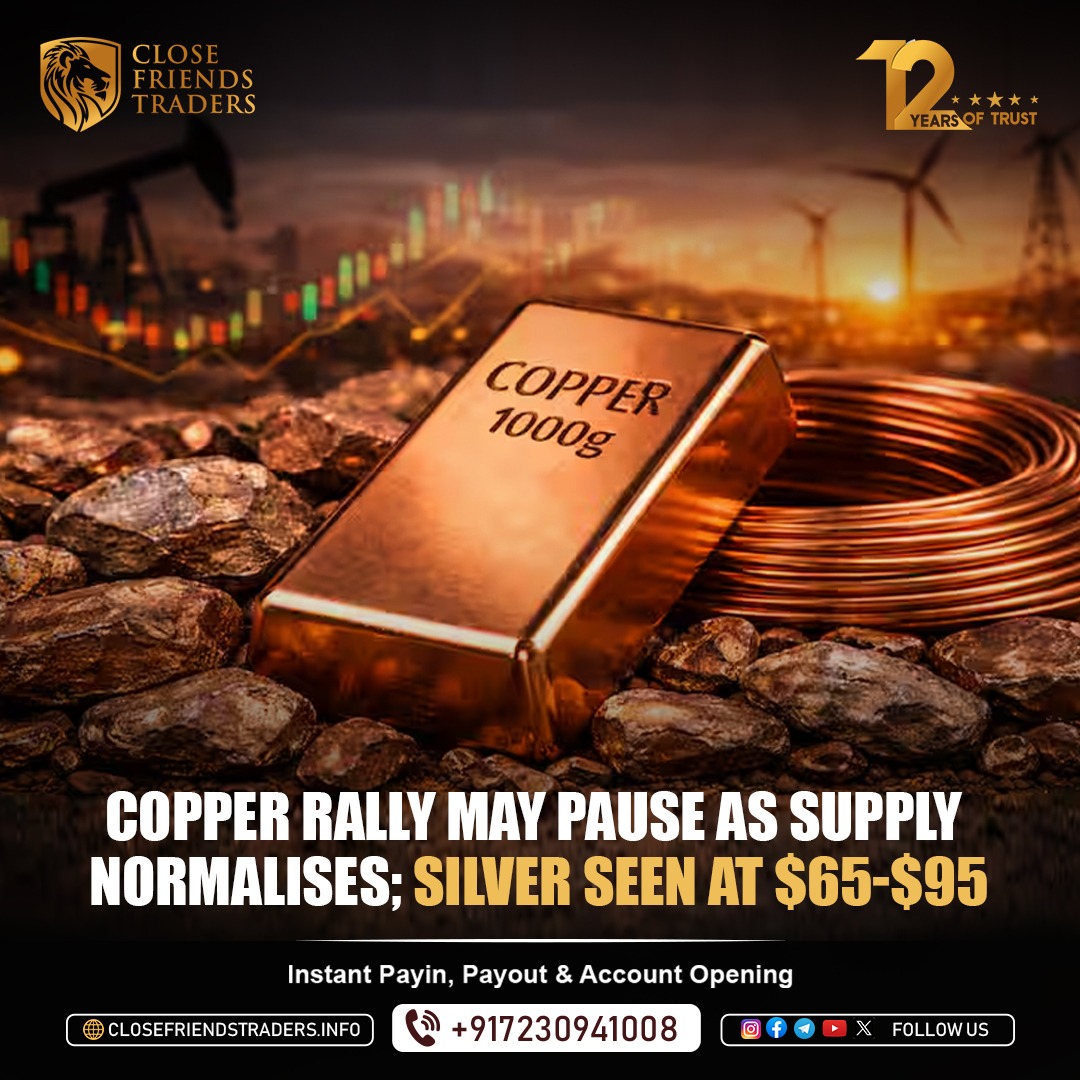 NewsCFT's tweet image. Copper rally may cool as supply stabilizes, while silver targets the $65 to $95 zone. Track key levels and plan your next commodity move with precision.
Join Now: closefriendstraders.info
#CopperMarket #SilverOutlook #CommodityTrading #MCX #FuturesTrading #MarketUpdate