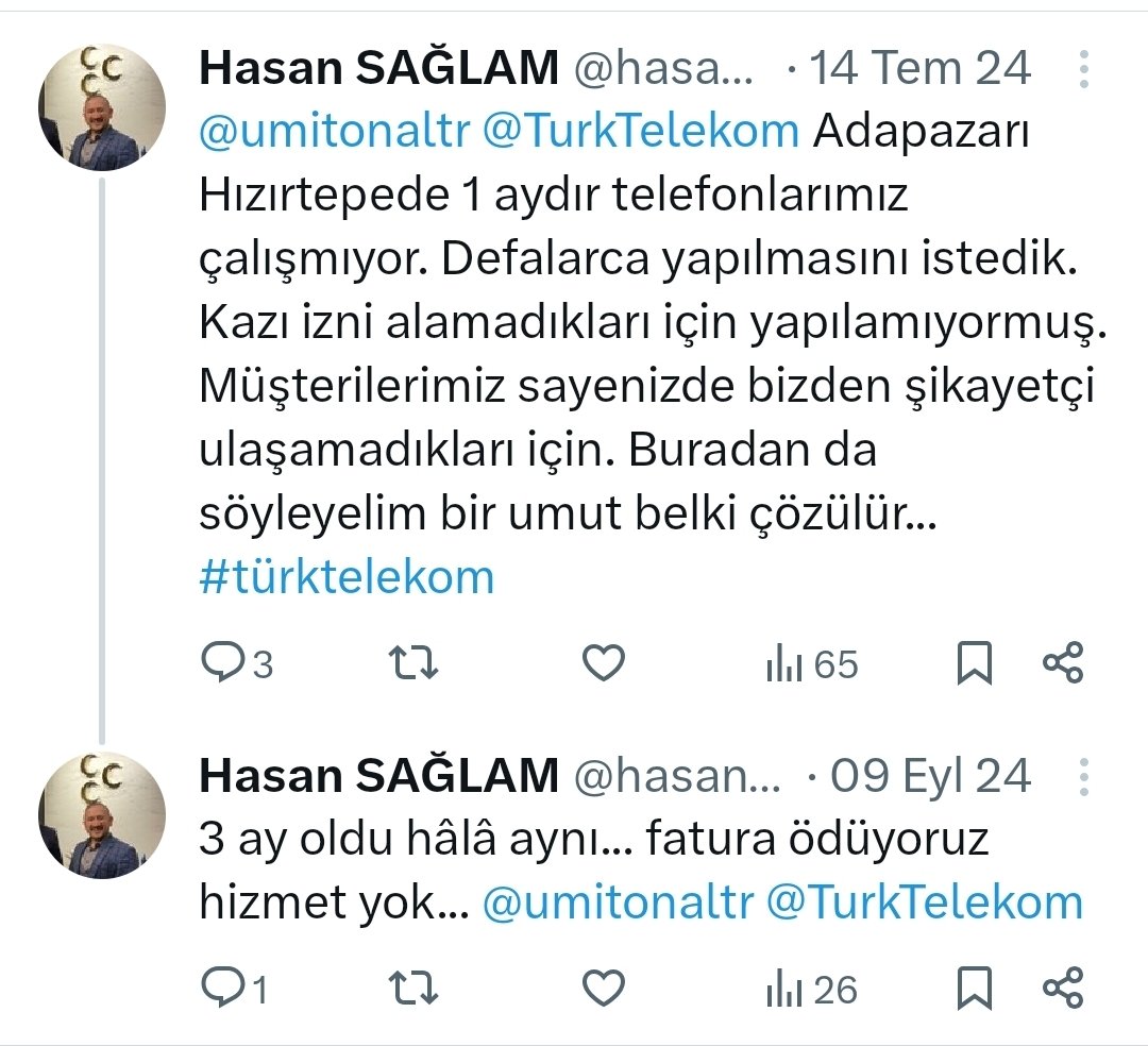 hasansaglam9's tweet photo. Merhaba @ebekirsahin @TurkTelekom @BTKKurumsal 2yıldır Adapazarının girişindeki şirketimde sabit telefon kullanamıyorum. Defalarca şikayetime rağmen bir sonuç alamadım. Uzun süre sonra tekrar yazayım dedim. Türk Telekomdaki boşvermişlik beceriksizlik ve lakaytlik devam ediyor mu? https://t.co/0SJeJjylYD