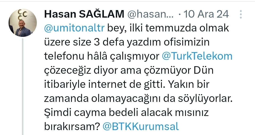 hasansaglam9's tweet photo. Merhaba @ebekirsahin @TurkTelekom @BTKKurumsal 2yıldır Adapazarının girişindeki şirketimde sabit telefon kullanamıyorum. Defalarca şikayetime rağmen bir sonuç alamadım. Uzun süre sonra tekrar yazayım dedim. Türk Telekomdaki boşvermişlik beceriksizlik ve lakaytlik devam ediyor mu? https://t.co/0SJeJjylYD