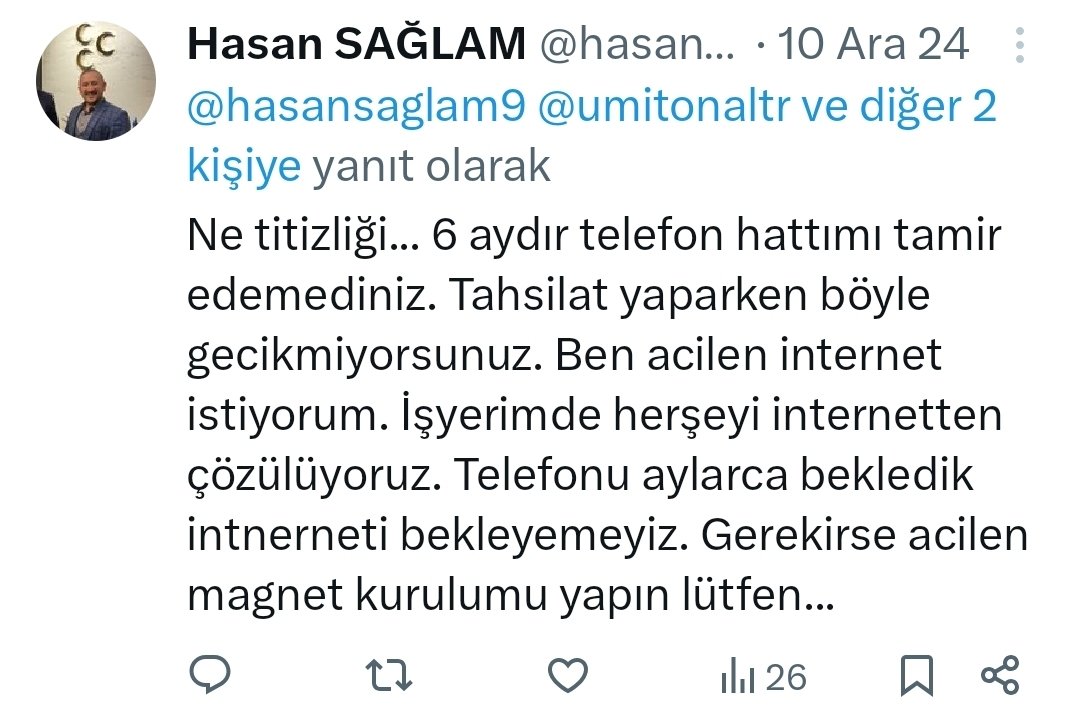 hasansaglam9's tweet photo. Merhaba @ebekirsahin @TurkTelekom @BTKKurumsal 2yıldır Adapazarının girişindeki şirketimde sabit telefon kullanamıyorum. Defalarca şikayetime rağmen bir sonuç alamadım. Uzun süre sonra tekrar yazayım dedim. Türk Telekomdaki boşvermişlik beceriksizlik ve lakaytlik devam ediyor mu? https://t.co/0SJeJjylYD