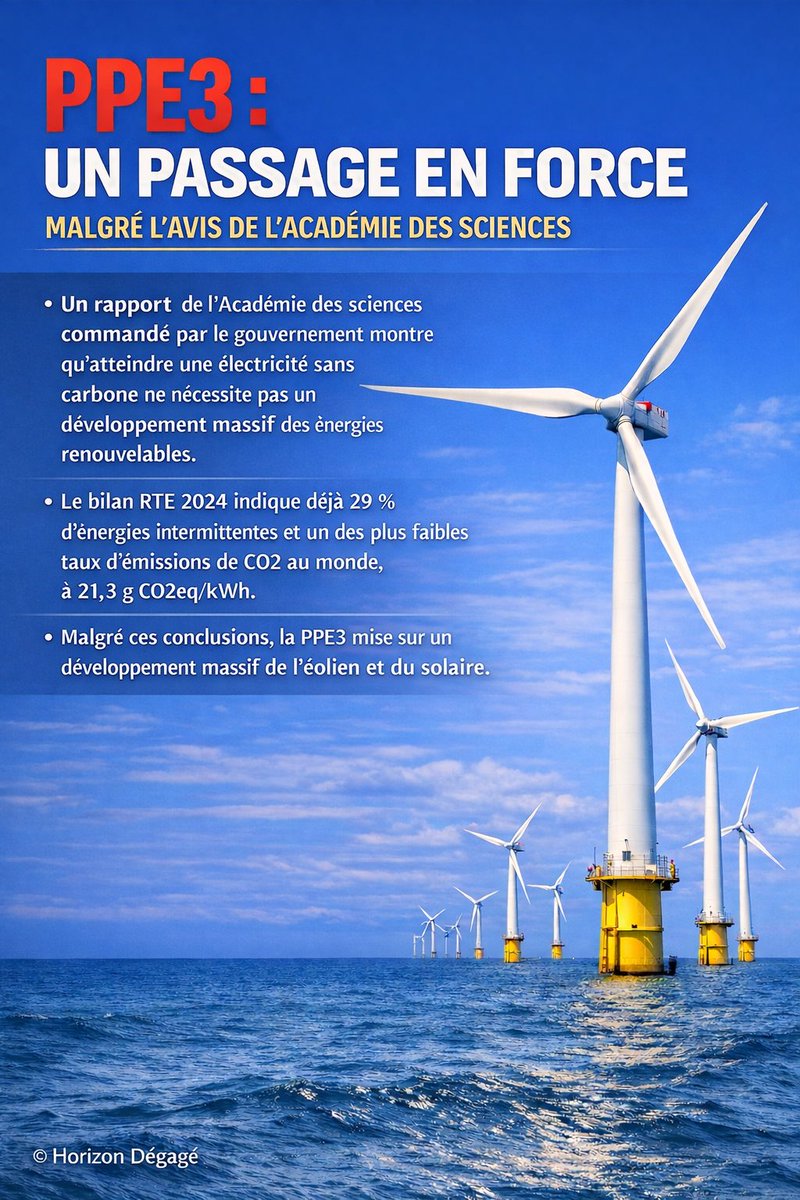 🚨PPE3  : un passage en force malgré l’avis de l’académie des sciences:

Extrait du rapport de l’Académie des sciences, commandé par le gouvernement dans le cadre de la PPE3 (avril 2025).
Le gouvernement avait saisi l’Académie afin de déterminer s’il était pertinent d’engager en