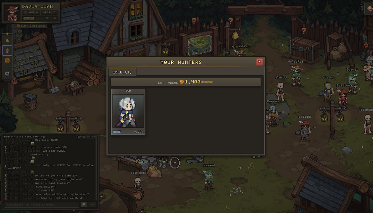 Yoo! New game on <a href="/megaeth/">MegaETH</a>. 
<a href="/playhuntertales/">Huntertales</a> already raised more than $400k by selling packs. $CROWN TGE planned on February 17th, so there are still enough time to farm some tokens. I bought 1 pack for 0.05 $ETH and got rare hero. Thanks to <a href="/0xCragHack/">CragHack | GoH</a> for the GEM