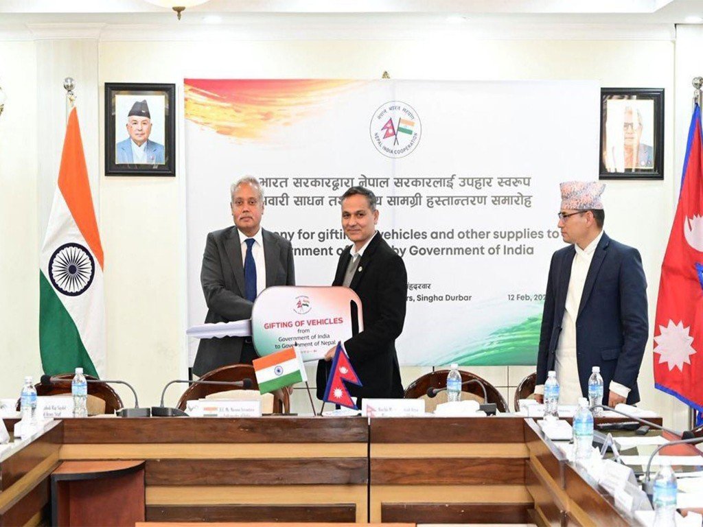 ani_digital's tweet photo. India hands over 3rd tranche of election-related assistance to Nepal; including over 220 pickups, 50 trucks for the Nepali Army
Read @ANI Story I https://t.co/IVKErSag9j
#NepalElections2026 #India #Napal #ElectionAssistance https://t.co/bXFrbf7QMJ