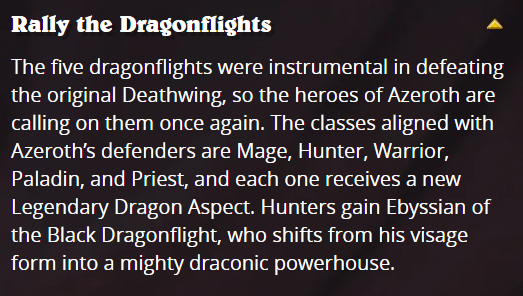 PotatoWarg's tweet photo. @PlayHearthstone I believe you guys made a minor mistake on the cataclysm page in the dragonflight drop down. It lists warrior as one of the five aligned classes but warrior is with deathwing, I believe that should say druid? https://t.co/vXfUX2XFdl