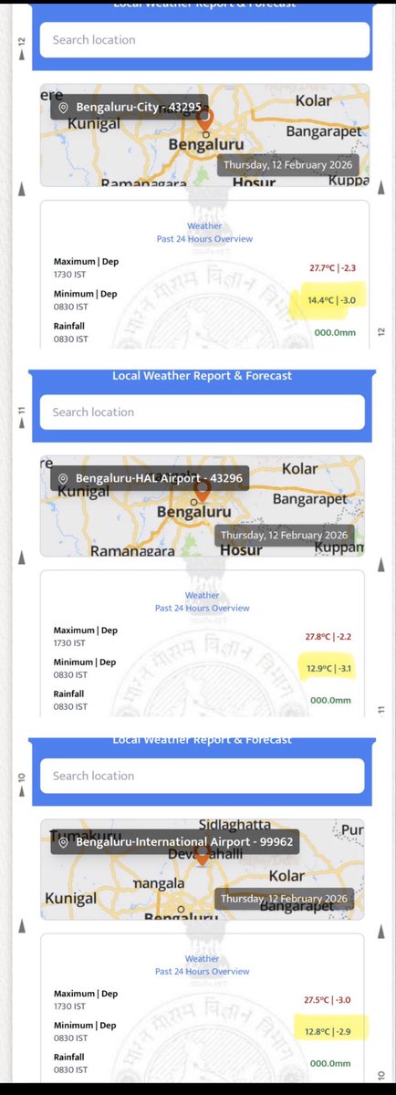 arjunlv's tweet photo. Bengaluru just recorded one of its coolest nights this season today , quite cool for Mid-Feb especially!
🌡️ KIAL: 12.8°C
🌡️ HAL: 12.9°C
🌡️ City: 14.4°C
#bengaluruwinter #februarychill @namma_vjy @NammaBengaluroo @ChennaiRains https://t.co/WLLFceLjjd
