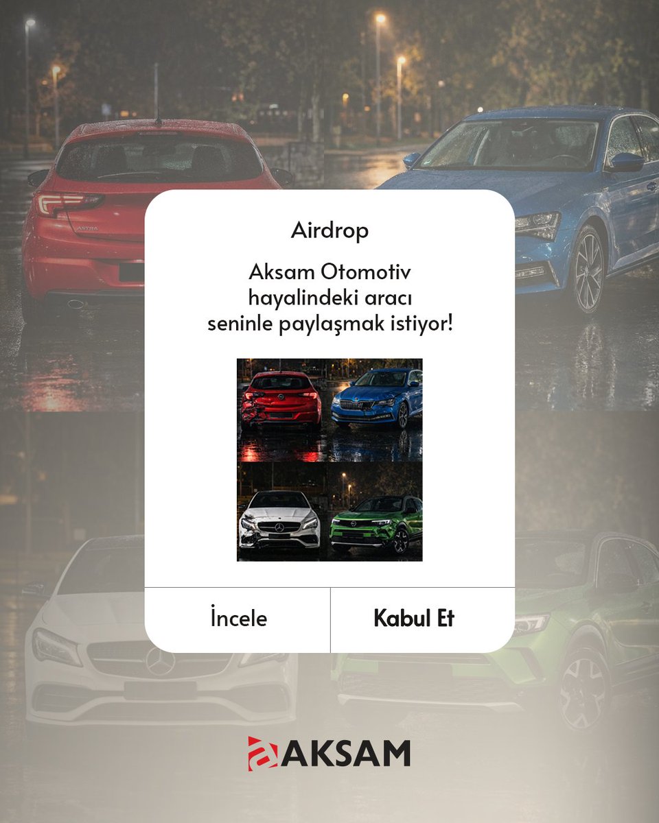 Hayalindeki aracı bizimle bulmaya ne dersin? 🚗
Aksam Otomotiv, aradığın fırsatları seninle paylaşmak istiyor.
Detaylar için takipte kal!
.
.
.
#aksamotomotiv #aksamoto #hasarlıarac #kazalıaraç #pertaraç #airdrop