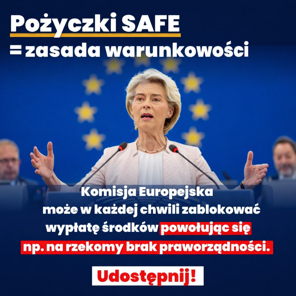 Komisja Europejska będzie mogła w każdej chwili wstrzymać wypłatę środków z SAFE.