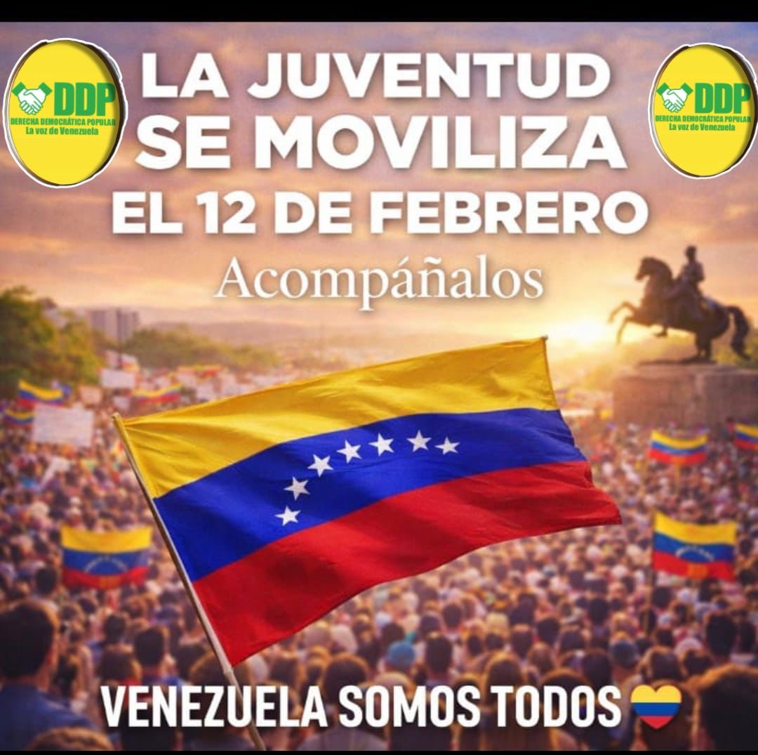 Derecha Democrática Popular felicita a los estudiantes en su día y manifiesta los acompañara en la jornada de protesta que llevarán a cabo a lo largo y ancho del país por la liberación de TODOS los presos políticos #VivaVenezuela #VivanLosEstudiantes #LiberenAlResto #12Feb