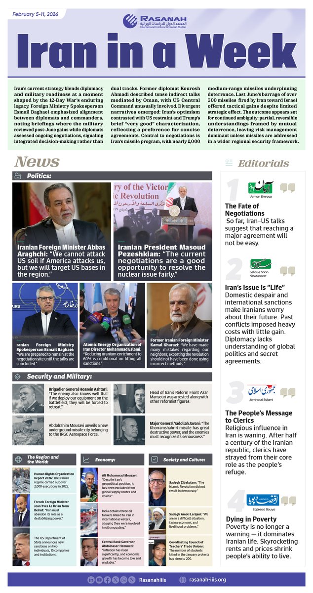 rasanahiiis's tweet image. Infographic | This week’s takeaways from the #Iranian press. #IranInAWeek