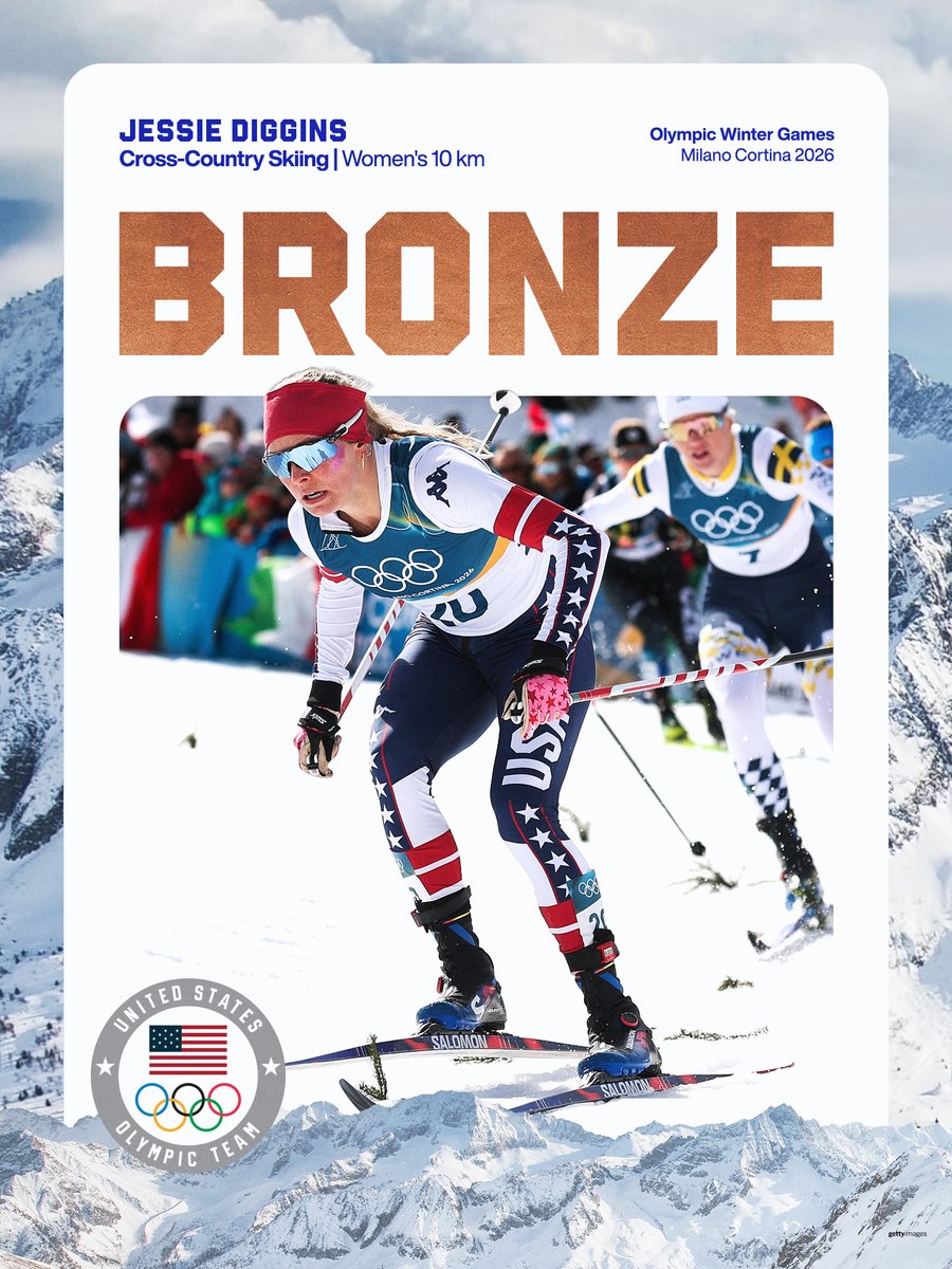 DIGGIN' DEEP! 🥉🇺🇸

Jessie Diggins wins bronze in the women’s 10km free, earning her FOURTH career Olympic medal for <a href="/usskiteam/">U.S. Ski & Snowboard Team</a>. 

#WinterOlympics
