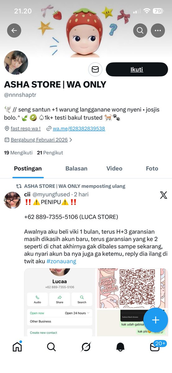 baeejjjj's tweet photo. GUYS HATI" YA KALO MAU BELI DISINI 
AKUN PENIPU😭 #zonauang https://t.co/lSTiwZDFJr