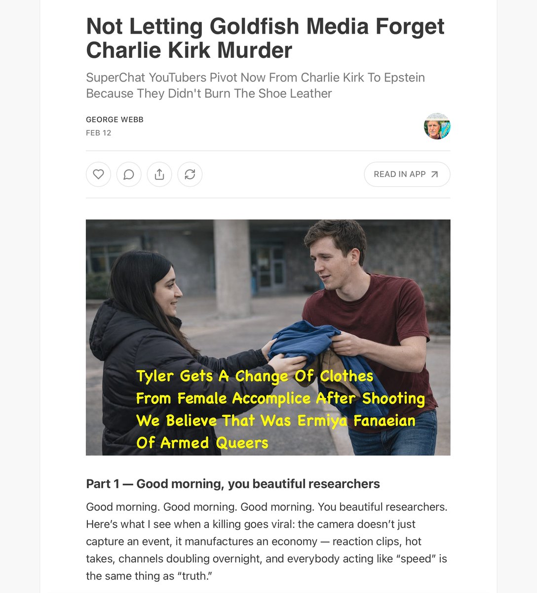 I almost feel sorry for ole’ George, trying so very very hard to pretend Candace doesn’t exist and thereby maintain his own relevance.

Shoe leather for not.

@GeorgeWebb2