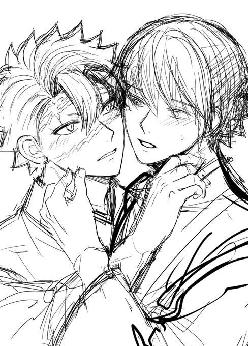 ※さねぎゆ
※めっちゃラフ

表紙の没ラフ供養。
いつもいつもいーつも、何パターンかラフ描いては、うーんうーん唸って、没にして、時間を失ってしまうんです。。。 