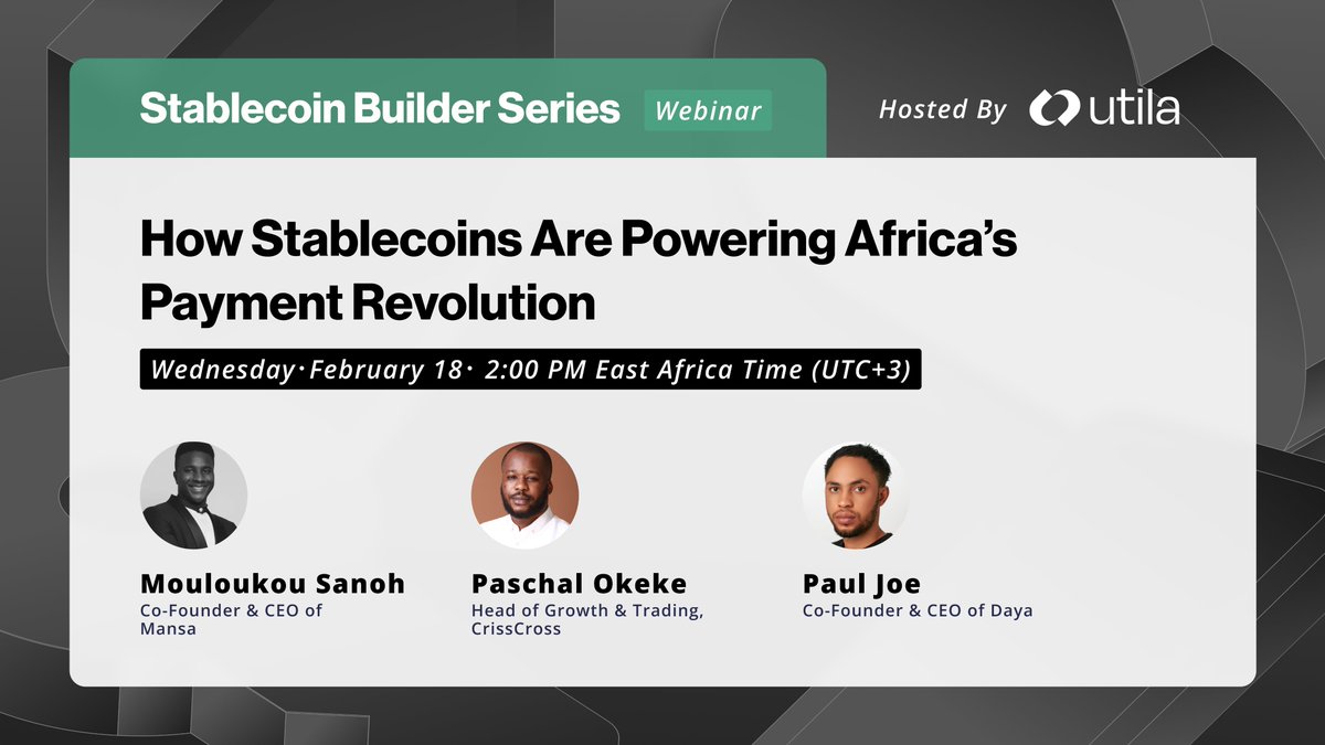 Stablecoins are becoming core infrastructure for how Africa moves money. 🌍

On Ep 4 of the Stablecoin Builder Series, <a href="/Mansa_mlk/">Mouloukou Sanoh</a> from <a href="/MANSA_FI/">MANSA</a>, and leaders from crisscross.money &amp; @dayaxyz, will share how they're building it.

Register now: luma.com/v1m6qz3e