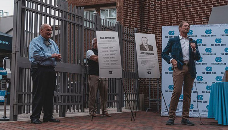 LeePaceTweet's tweet photo. Since writing about James Spurling (pictured in 2021 when the west concourse at Kenan Stadium was named in his honor) and his death one week ago, loads of stories I’d never heard have rolled in, one of the best from Tar Heel football player Mike Faulkerson-Dulaney from the early 1990s. Mike had a pet Columbia red-tailed boa constrictor who got loose in the dashboard of his truck. He drove to Spurling’s Eastgate BP and Spurling took the front dashboard off so Mike could retrieve the snake.

And this from UNC Chancellor Holden Thorp (2008-13) hits the nail on the head: “There are a lot of caring, kind, and capable people who work in Carolina athletics. But none will ever top James Spurling. When things were good, he was wildly enthusiastic, and when they were bad, he put his hand on my shoulder and said everything would work out. He believed it. And he did that for everyone.”