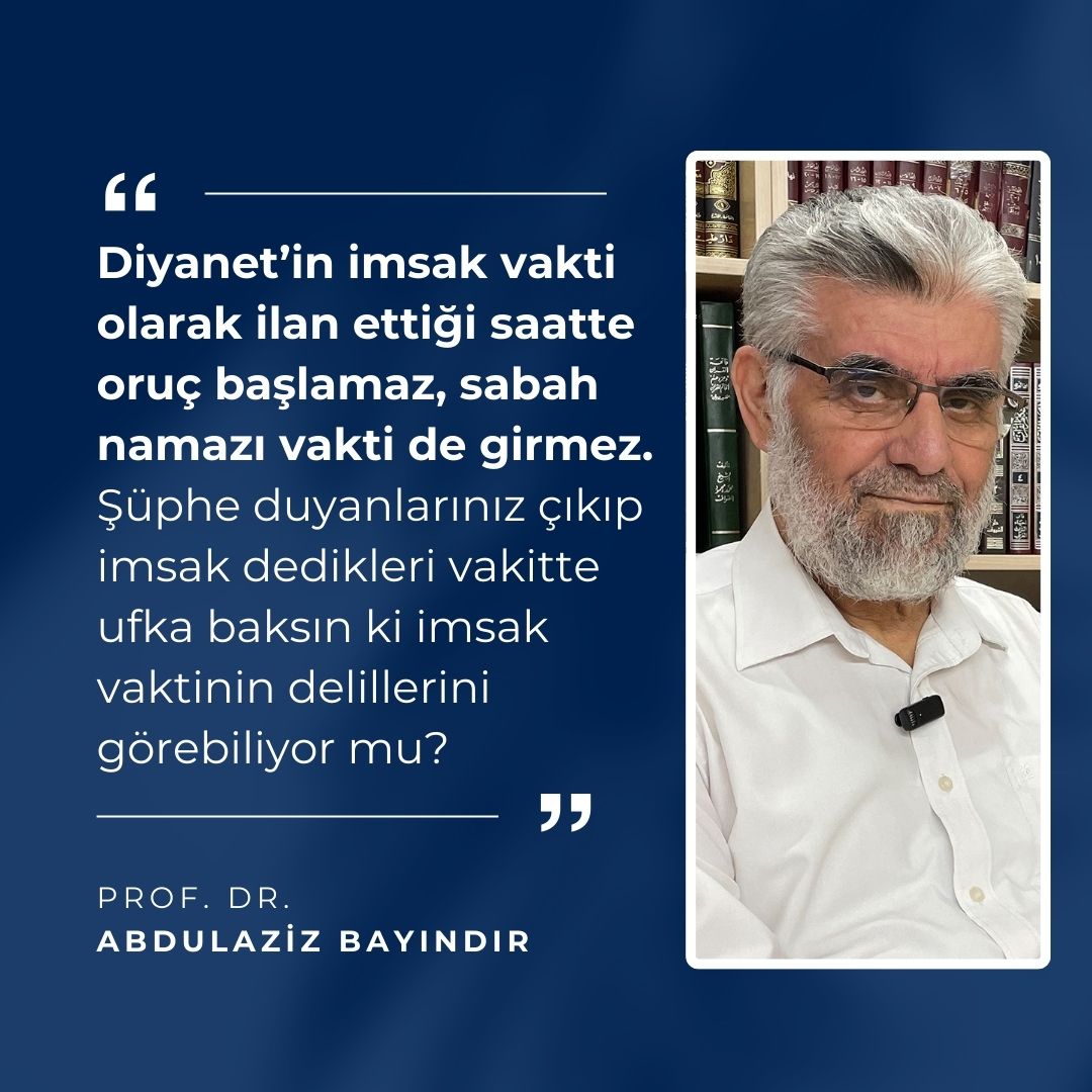 suleymaniye_vkf's tweet photo. ✒"Diyanet’in imsak vakti olarak ilan ettiği saatte oruç başlamaz, sabah namazı vakti de girmez. Şüphe duyanlarınız çıkıp imsak dedikleri vakitte ufka baksın ki imsak vaktinin delillerini görebiliyor mu?"

📌Abdulaziz Bayındır (@A_Bayindir_Hoca) 

🔗Kur'an'a uygun imsakiyenizi indirmek için: https://t.co/J0GvdpUo30