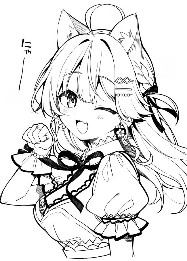 ねこち「にゃ〜🌸」 
#miko_Art