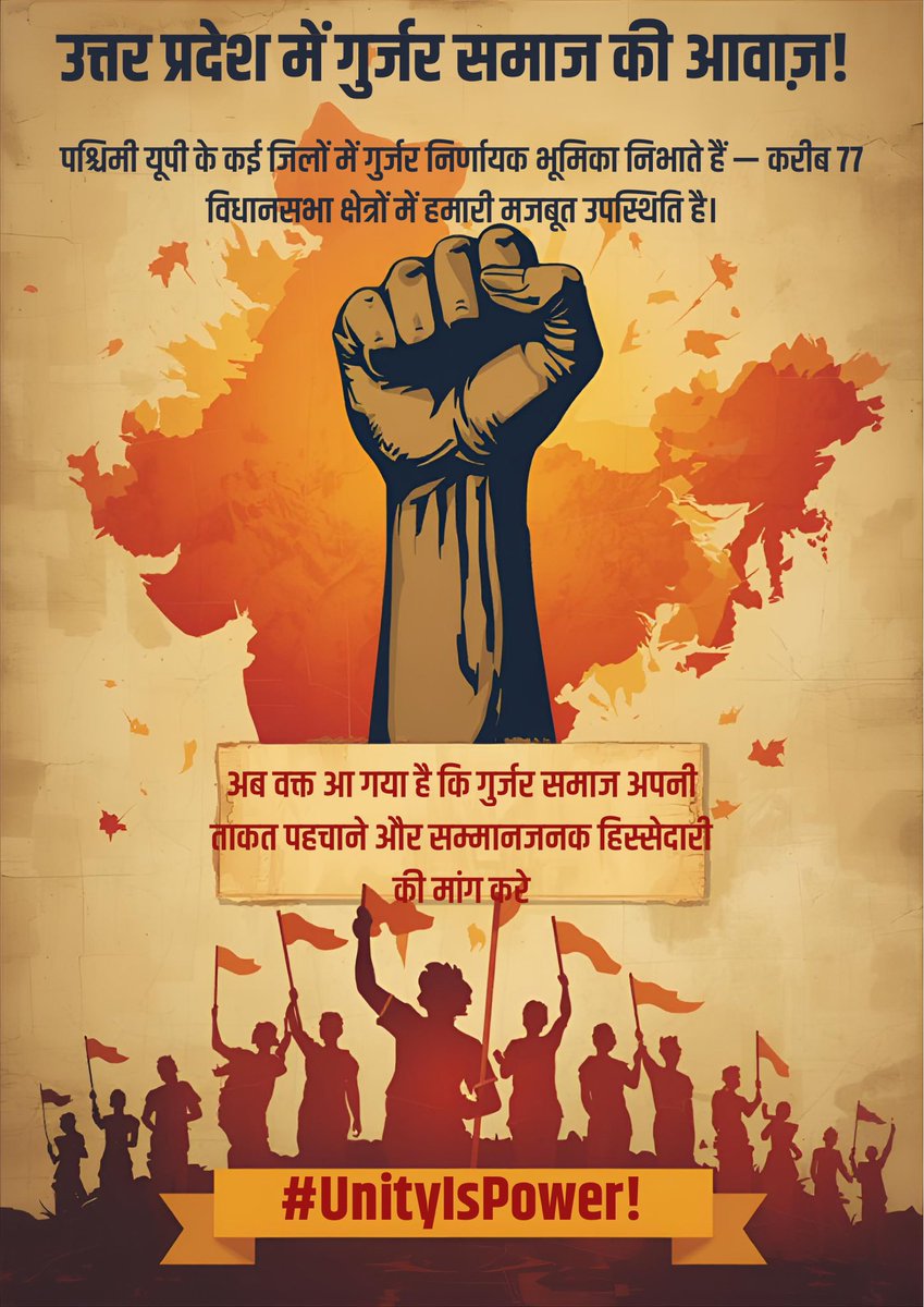 GurjarBoysPage's tweet photo. पश्चिमी यूपी के कई जिलों में गुर्जर निर्णायक भूमिका निभाते हैं — करीब 77 विधानसभा क्षेत्रों में हमारी मजबूत उपस्थिति है।
फिर भी सवाल उठता है —
क्या सत्ता और संगठन में हमें हमारा हक़ मिला है?
टिकट वितरण, मंत्री पद या पार्टी संगठन — हर जगह गुर्जर समाज की उपेक्षा क्यों? https://t.co/GqIYzx1y4B