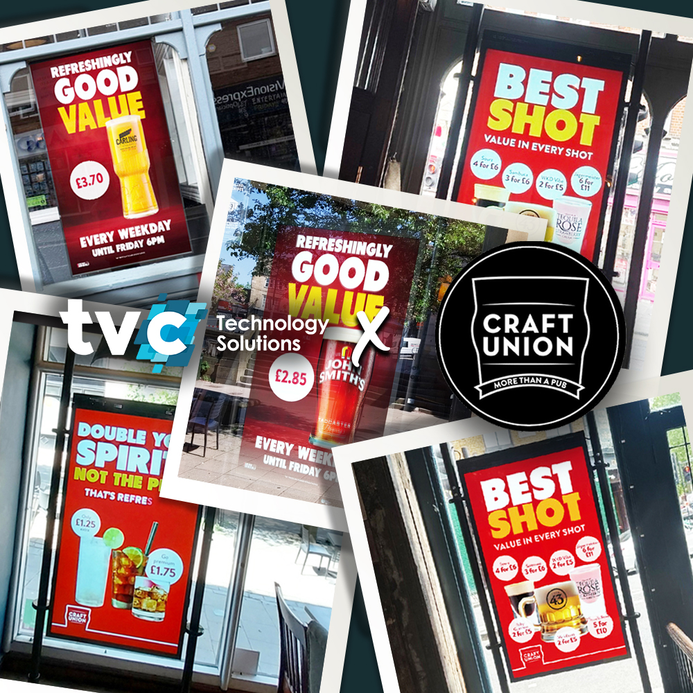 tvcuk's tweet image. Case Study: Pub High Bright Window Screen Rollout

Our partners, Stonegate, required a high brightness window screen solution to be rolled out across a selected group of their Craft Union pubs.

Learn more: bit.ly/4ra38cV 

#TVC #Stonegate #CraftUnion #PubHospitality