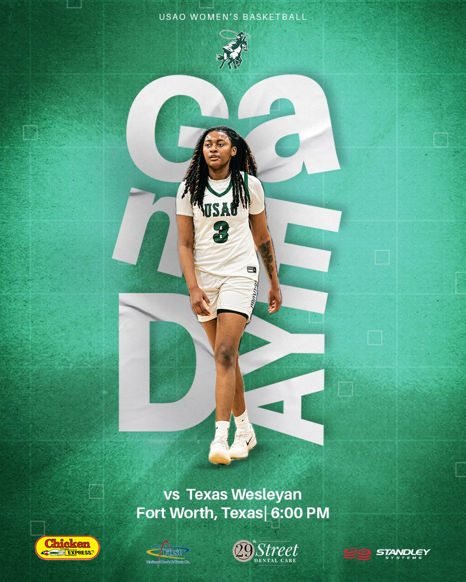 🏀𝗚𝗔𝗠𝗘𝗗𝗔𝗬🏀
The Drovers are in the Lone Star State to face Texas Wesleyan University!

⏰: 6:00 PM CT
📍: Fort Worth, TX
🏟️: Sid Richardson Center
📺/📊: usaoathletics.com/composite

#DroverNation🏇 x #BleedGreen