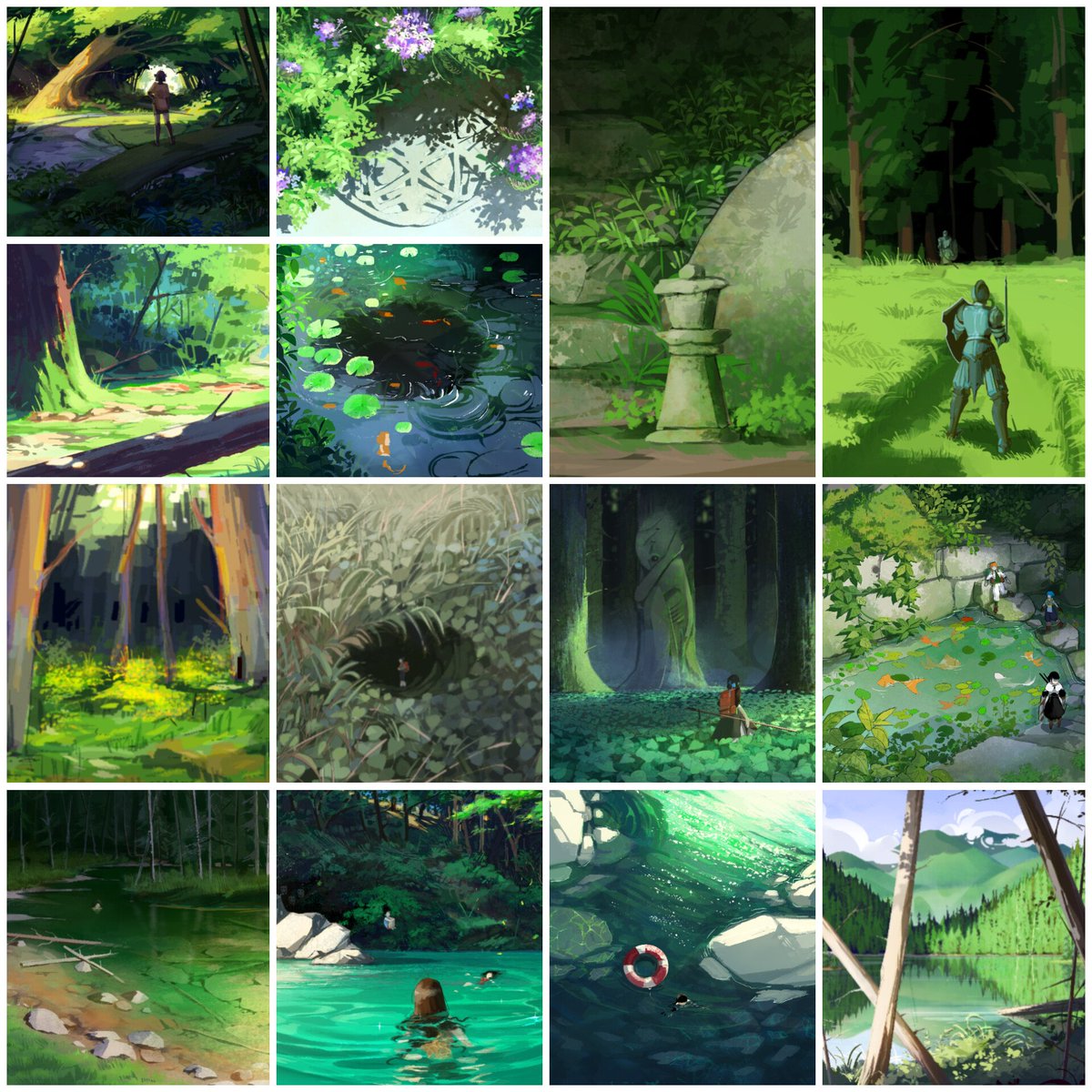 I want to the type of artist that can make sophisticated atmospheres and dynamics color palette but the green calls for me🥺🍃