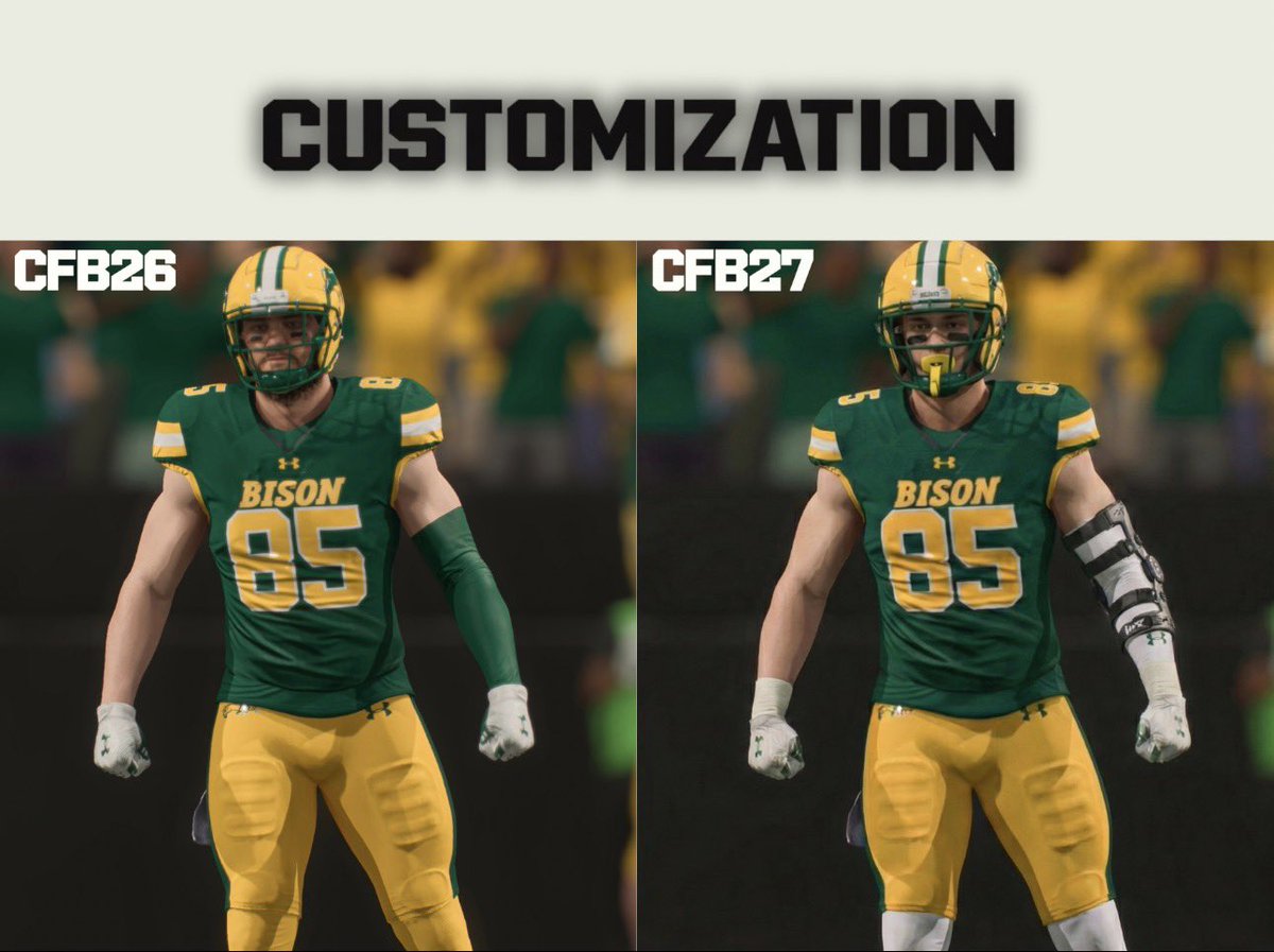 Welcome to the Mountain West NDSU ✳️

- Helmet position correction ✅
- Smaller pads ✅
- More accessories + logos ✅

#EACFB26 ➡️ #EACFB27 

<a href="/Equipment_Guru/">Ratings Adjustin Smith</a> <a href="/EricRayweather/">Eric Ray</a> <a href="/tylergottea/">Jagnole</a>