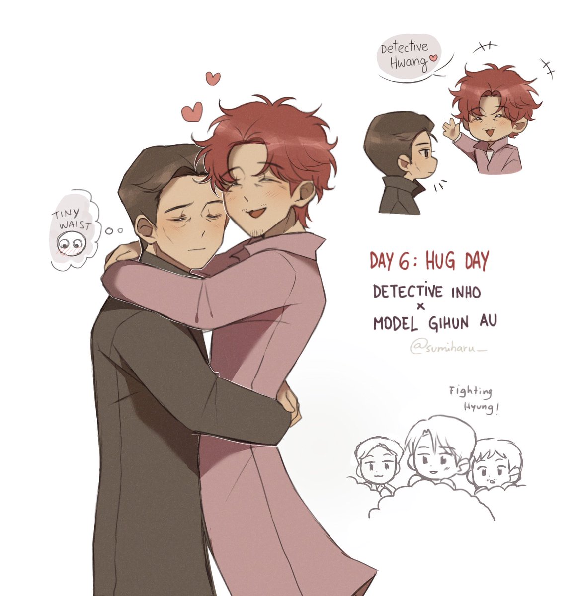 Day 6: Hug Day 
Detective Inho x Model Gihun au
#Inhun #LoversOfVeiledEpilogues #LettersForInhun