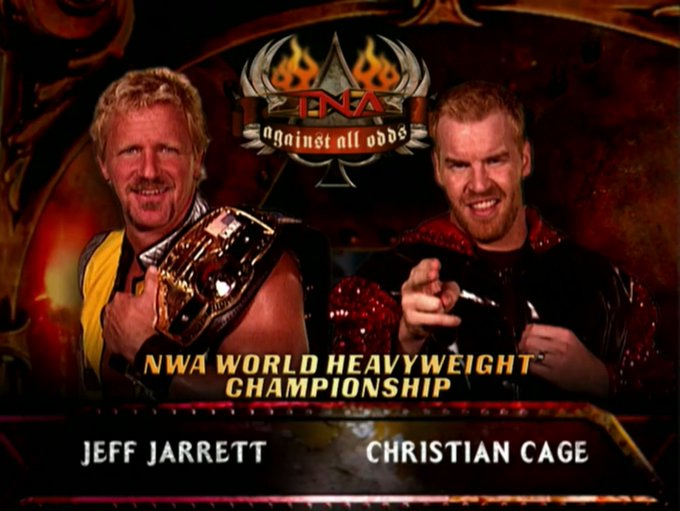 wrestle_hist's tweet photo. 2/12/2006
Christian Cage defeated Jeff Jarrett to become the new NWA World Heavyweight Champion at Against All Odds from the Impact Zone in Orlando, Florida.
#TNA #AgainstAllOdds #ChristianCage #Christian #JeffJarrett #DoubleJ #NWAWorldHeavyweightChampionship https://t.co/7pMksmo5yq