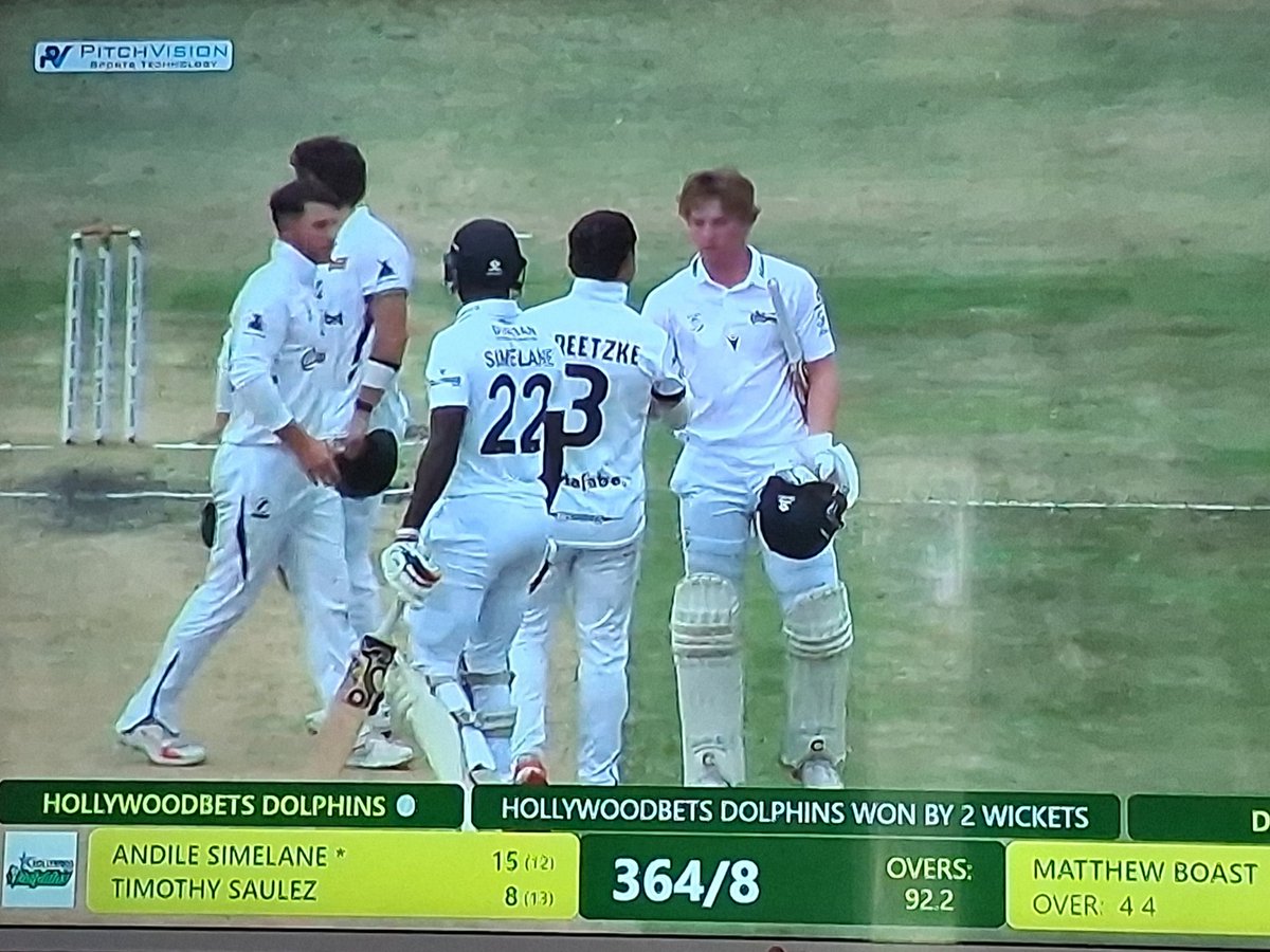 This result means the #4DaySeries Final next week will be between the Lions v Warriors at Wanderers 

Unless North West pick up 9 wkts in the last session v Boland at Paarl 
📸 <a href="/PVMatch/">PitchVision SA</a>