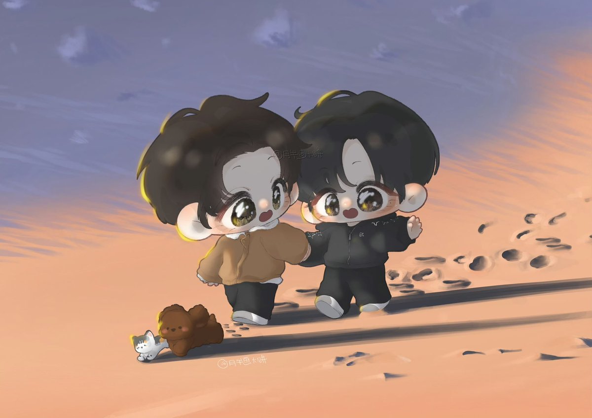 pp_bz88's tweet photo. The pathway of us, together 💜💜

#XingQiu #EliotHuang #KipukaQiu 
Cr. ©️月半画大饼 : weibo https://t.co/2TFaHJutg5