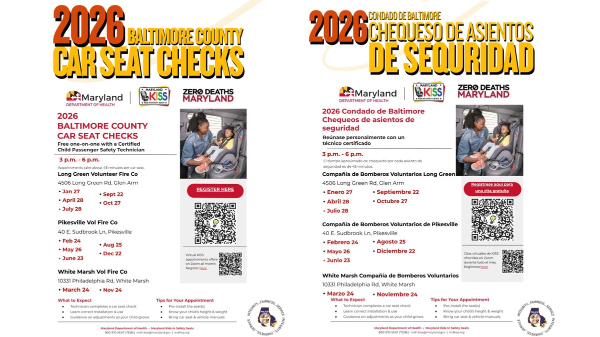 🚗💙 Free Car Seat Safety Checks in Baltimore County. Making sure your child’s car seat is installed correctly can be lifesaving and we’re here to help.  

#bcopd #baltimorecounty