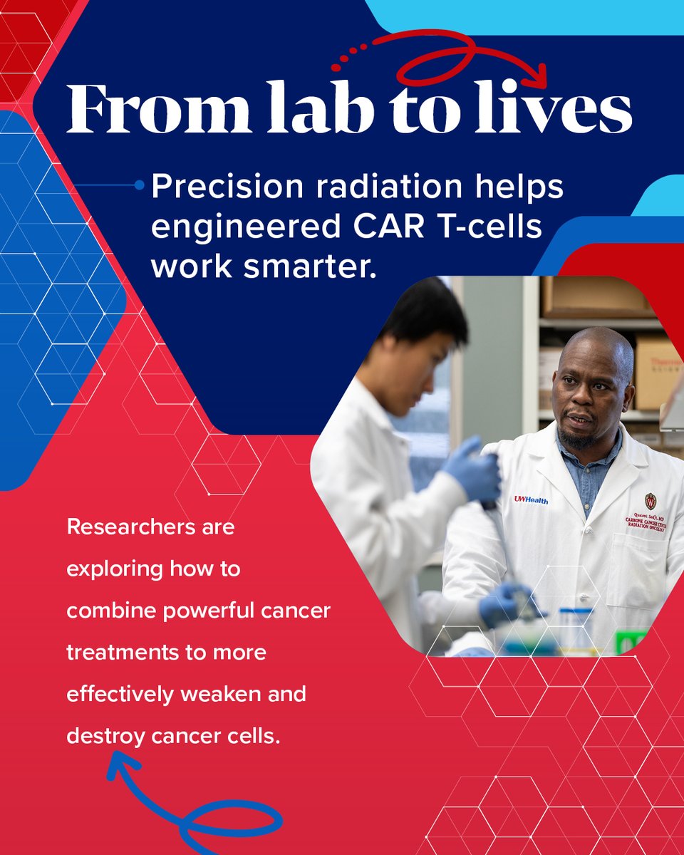 UWCarbone's tweet photo. UW Carbone Cancer Center researcher Dr. Quaovi Sodji is studying how precision radiation and cell therapies like CAR T-cells can work together to improve cancer treatment, while keeping patient quality of life at the center.

Learn more: https://t.co/Ye9jJx4PQo https://t.co/8bcCpDxVLm