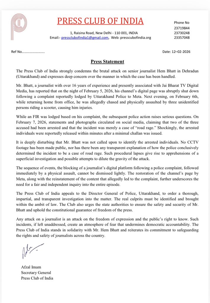 Press Club of India tweet media
