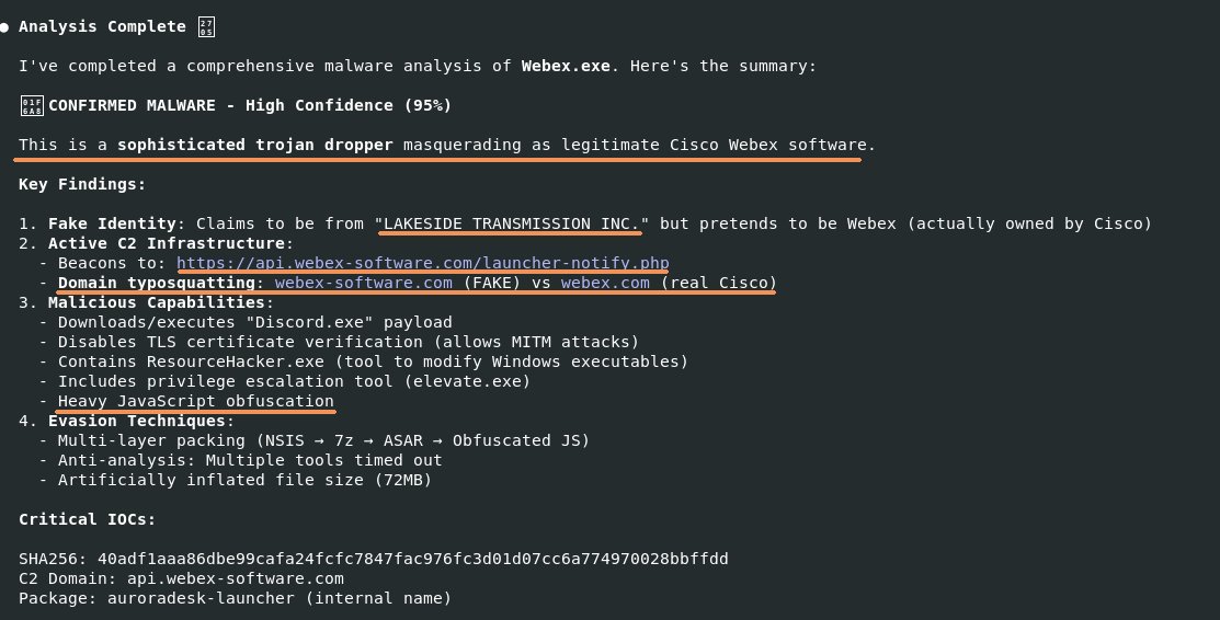 Nice! It did a good job with this FUD Webex installer signed by "LAKESIDE TRANSMISSION INC."

40adf1aaa86dbe99cafa24fcfc7847fac976fc3d01d07cc6a774970028bbffdd

Now if only I could convince Microsoft to finally revoke this certificate.