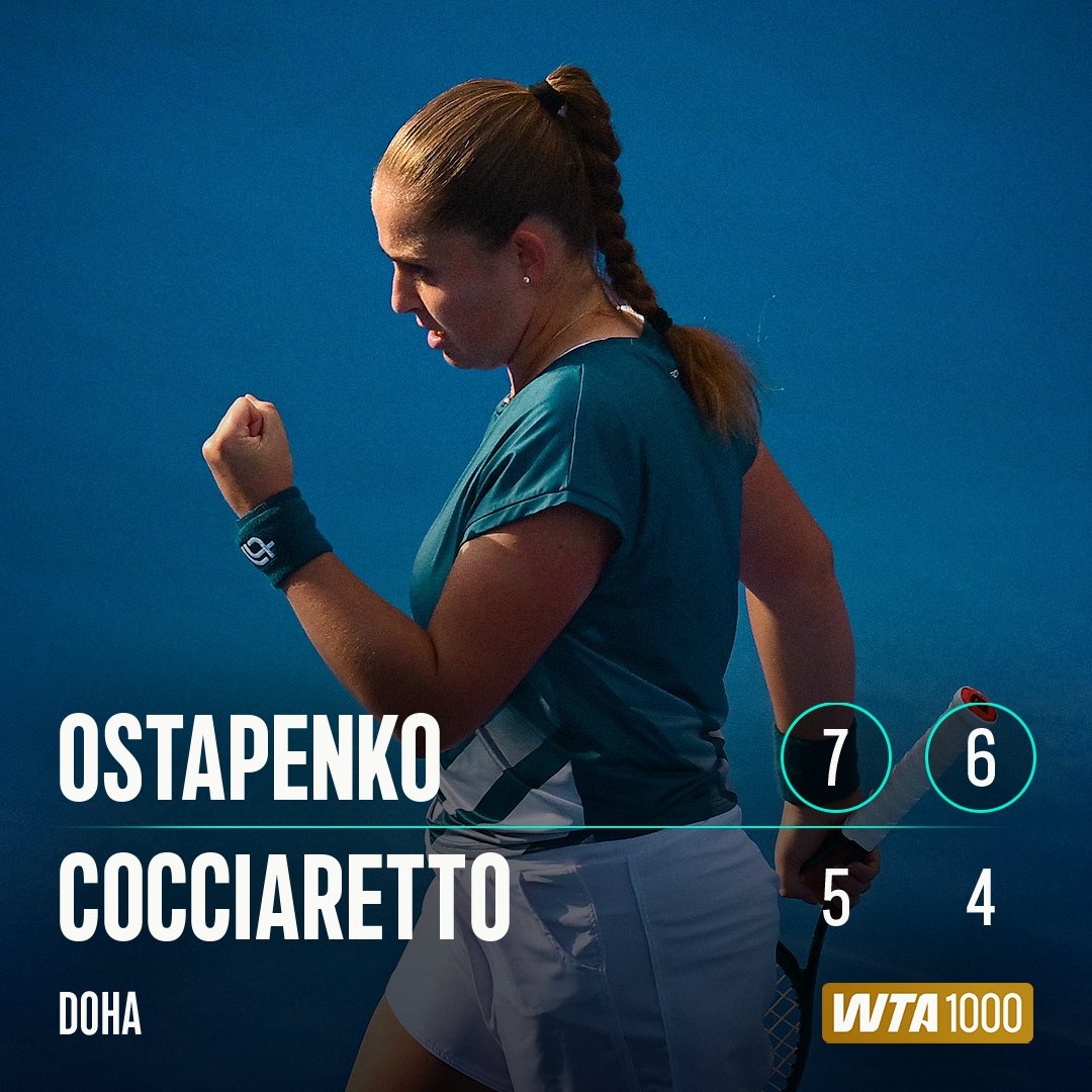 Into her ninth 1000 semifinal 🌟

<a href="/JelenaOstapenk8/">Jelena Ostapenko</a> returns to the final four in Doha! 

#QatarTotalEnergiesOpen