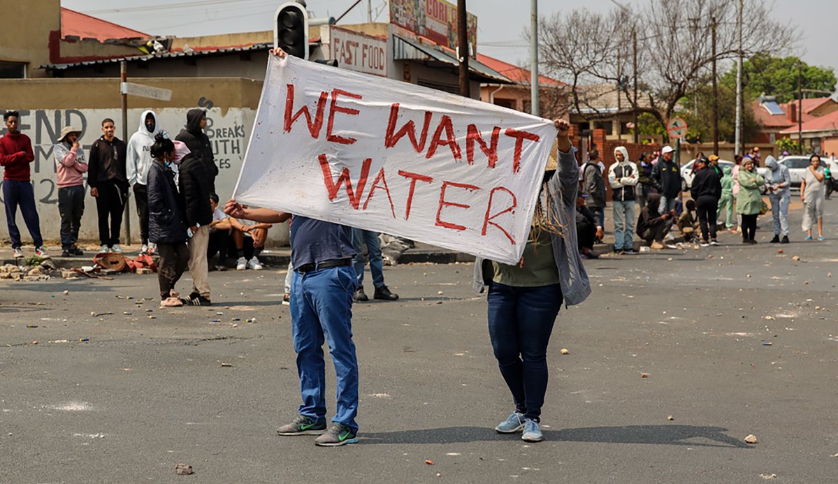 Residents collecting water during supply disruptions in Gauteng.