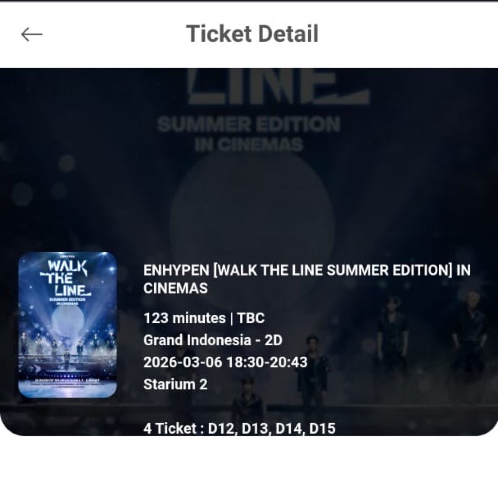 wts enhypen walk the line summer edition in cinemas, grand indonesia tanggal 6 maret jam 18.30 

rfs: mau ganti hari

tag enhypen wtl summer CGV