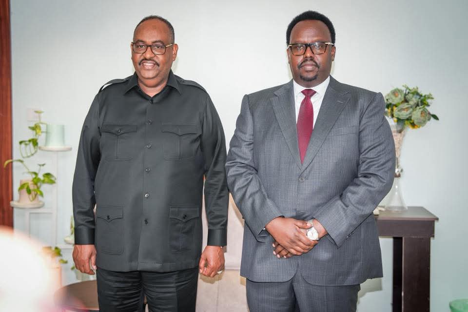 Muqdisho: 12 February 2026: Ra’iisal Wasaare Ku-xigeenka Xukuumadda JFS Salah Jama oo hoygiisa Kusoo booqday Madaxweynaha Dowladda Puntland H.E Said Abdullahi Deni