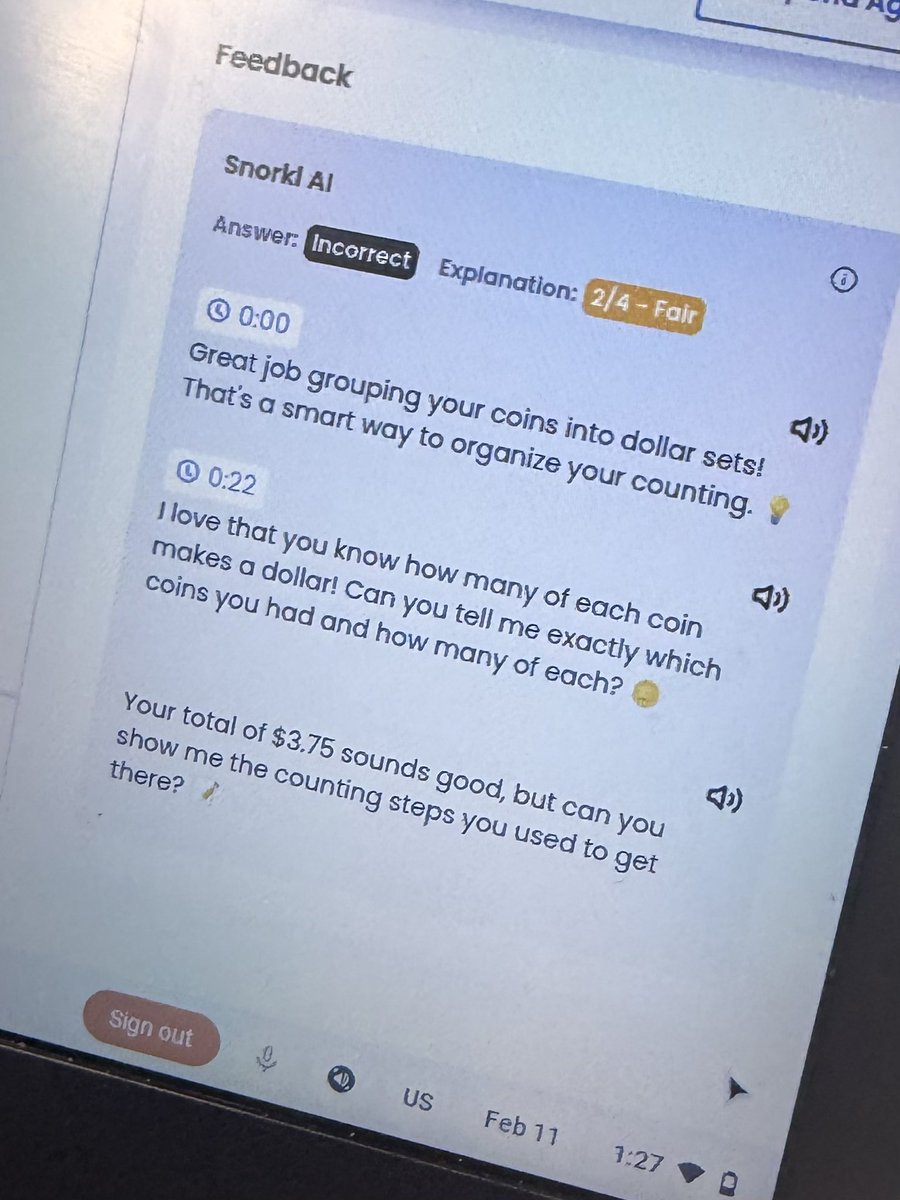 Prowlander's tweet photo. 🎉 Shoutout to Mrs. Archer, 5th grade at Rodburn Elementary, for bringing real world math to life through the Think aiEDU Grant Program! @KEDCGrants Students counted loose change, used Snorkl @SnorklApp as an AI thought partner. 🍕
#RowanRising #RealWorldMath https://t.co/0nJhXwe8kQ