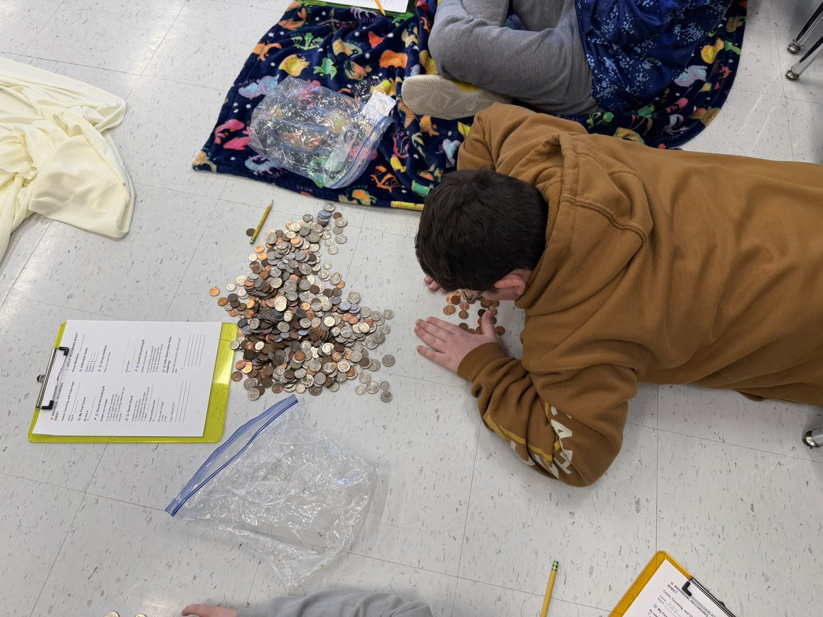 Prowlander's tweet photo. 🎉 Shoutout to Mrs. Archer, 5th grade at Rodburn Elementary, for bringing real world math to life through the Think aiEDU Grant Program! @KEDCGrants Students counted loose change, used Snorkl @SnorklApp as an AI thought partner. 🍕
#RowanRising #RealWorldMath https://t.co/0nJhXwe8kQ