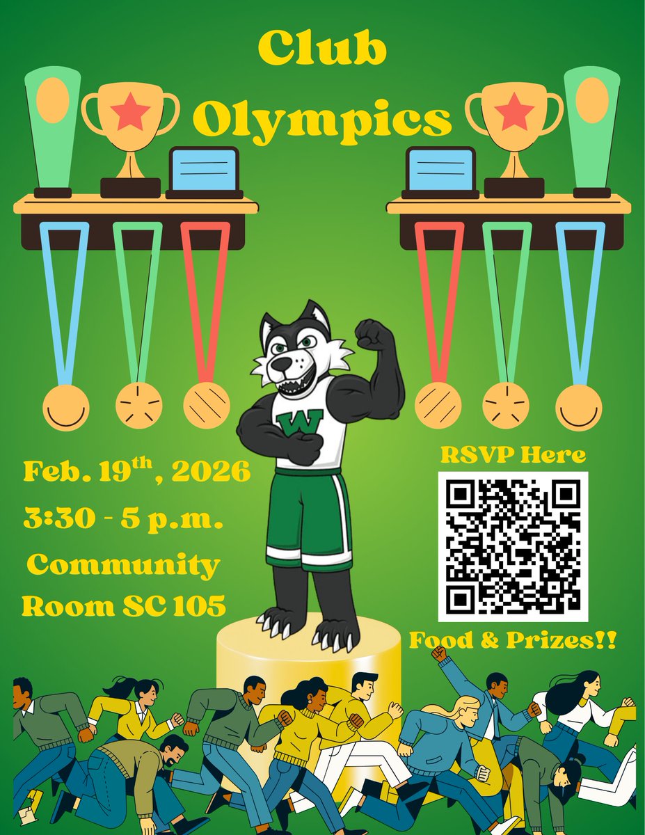 Games, laughs, and a great time together!

RSVP: tinyurl.com/2rdbk9pr 

We hope to see you there!

#WCCSDA #ClubOlympics #StudentLife