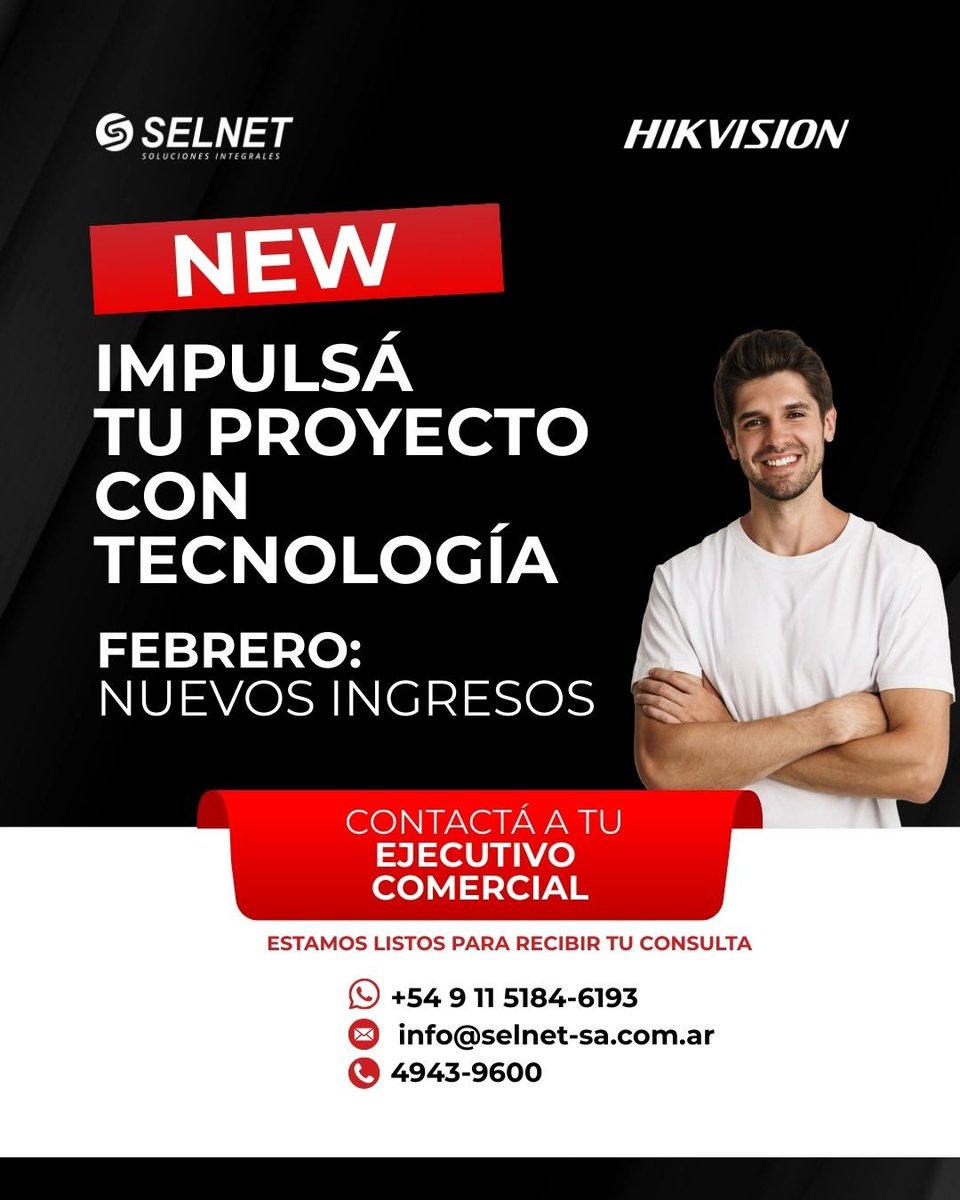 Descubrí los nuevos ingresos de Hikvision a <a href="/SELNETSA/">SELNET S.A.</a> haciendo clic 👉cutt.ly/LtnXacbj

Consultá con tu Ejecutivo Comercial y asegurá la disponibilidad de tus equipos.
📱 WhatsApp: +54 9 11 51846193
📧 info@selnet-sa.com.ar
📞 4943-9600