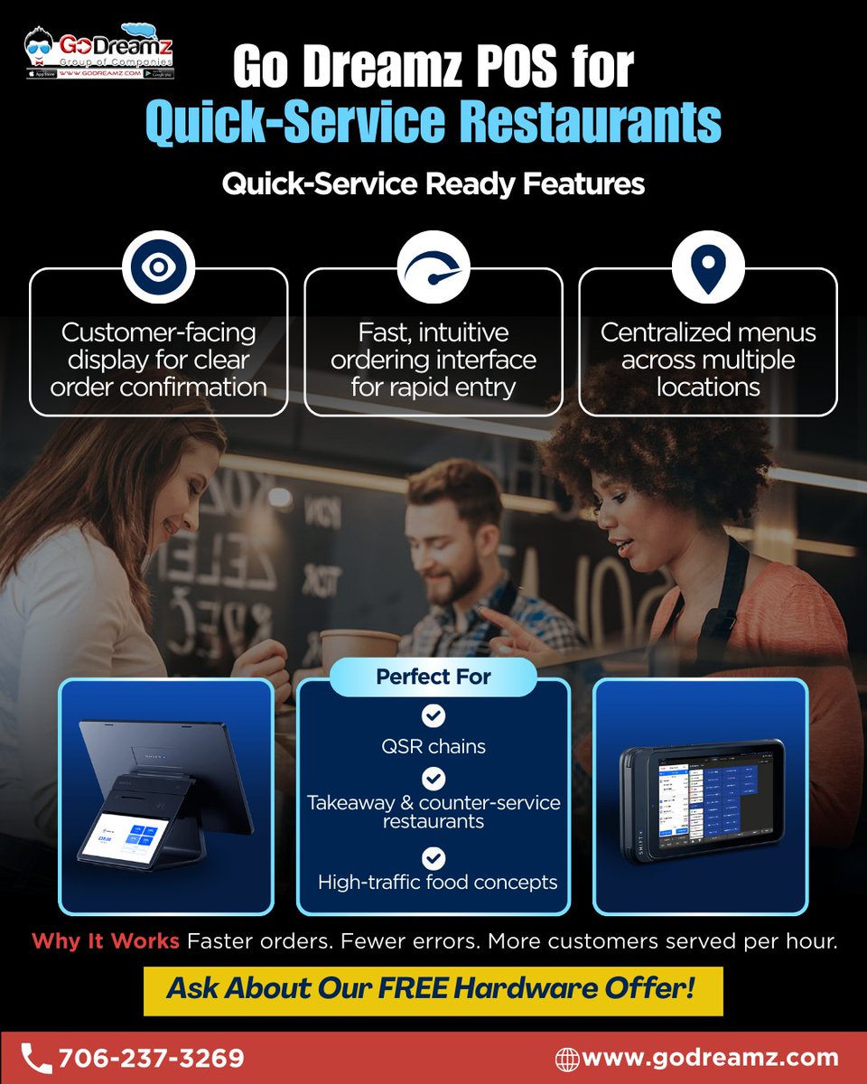 Go Dreamz POS helps fast-moving restaurants reduce friction at the counter, maintain consistency across locations, and keep service flowing even during the rush.

When your operations are efficient, growth becomes predictable.