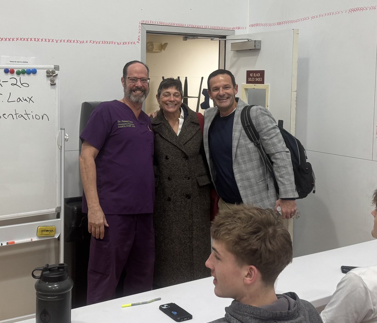 Sports medicine had some local celebrities of Circleville stop by today. Special thanks to Dr. Laux for giving a chiropractic presentation to the junior sports med class. #PickawayRoss #ClassOf2027 #SportsMed #Chiropractors #PowerIsKnowledge.