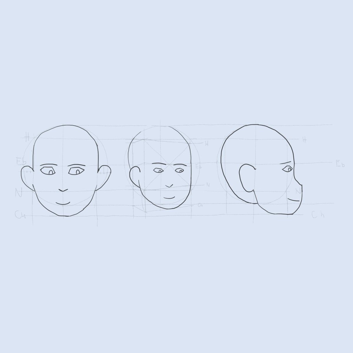 SweetGab_'s tweet photo. Three heads, three views. #art #digitalart #drawing #learntodrawin30days https://t.co/fHGBqOrkic