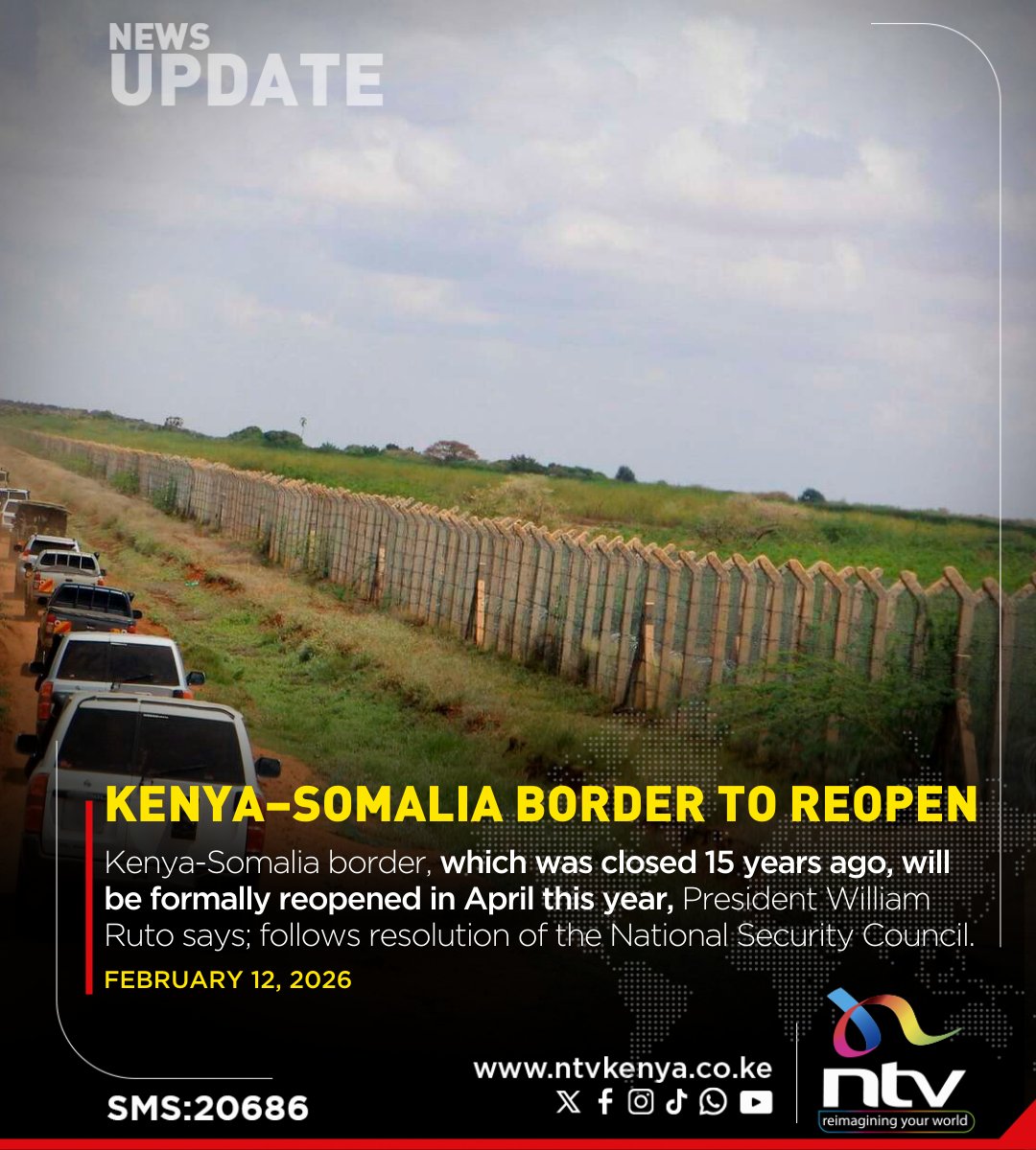 ntvkenya's tweet image. Kenya-Somalia border, which was closed 15 years ago, will be formally reopened in April this year, President William Ruto says; follows resolution of the National Security Council.