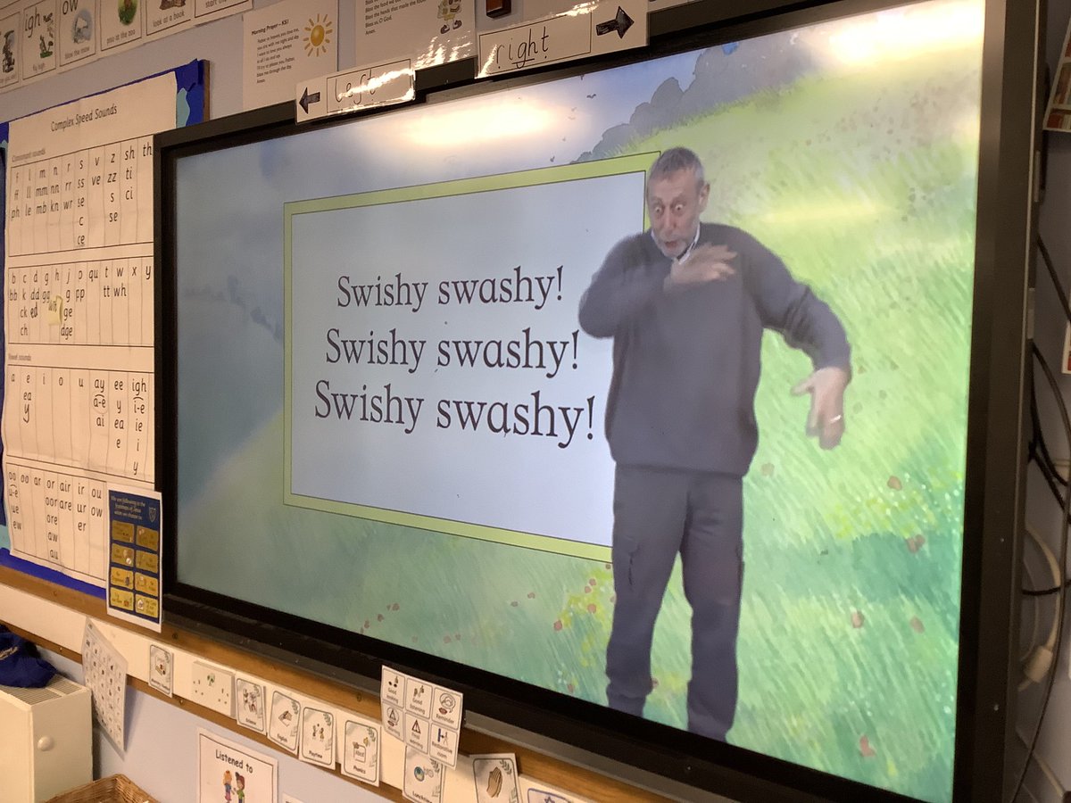 AbbeyPrimary's tweet image. #Reading #LoveReading #Y1 #readingforpleasure … we are listening to an author called Michael Rosen narrate his story We’re going on a bear hunt.